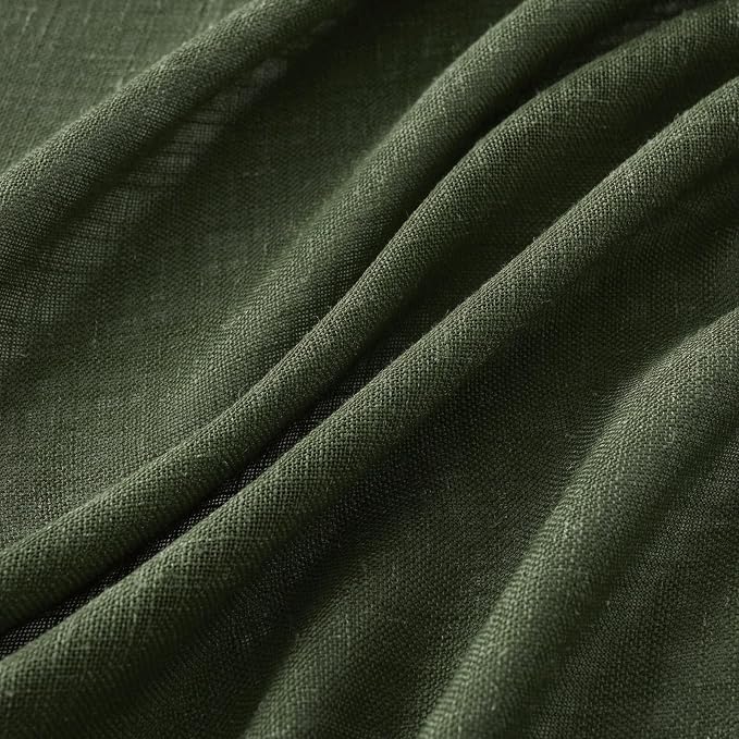 MIULEE Olive Green Linen Curtains 84 Inch Length 2 Panels - Image 4