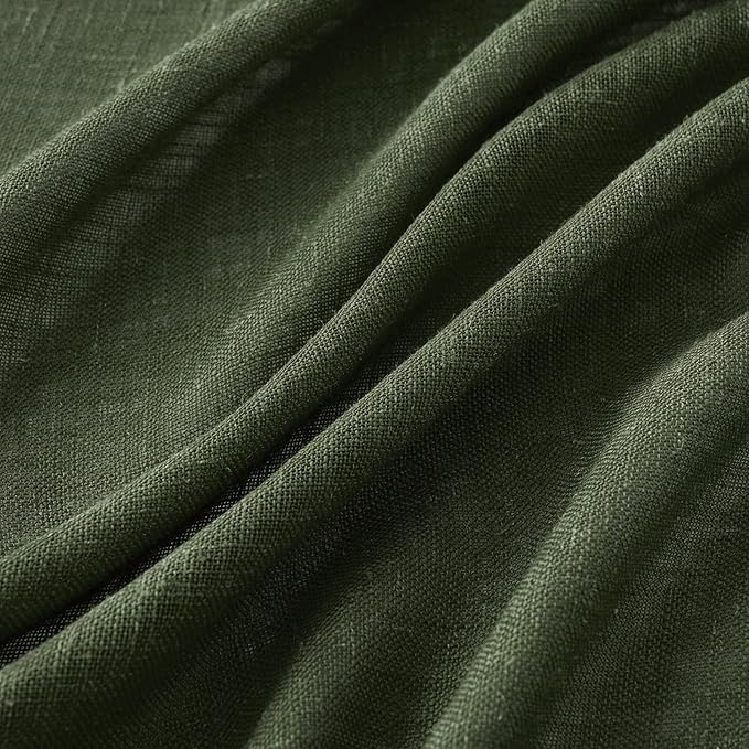 MIULEE Olive Green Linen Curtains 90 Inch Long - Image 4