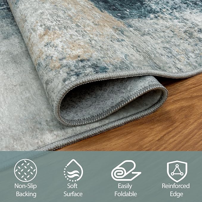 8x10 Area Rugs for Living Room Rug Washable: Abstract Large Rug for Dining Room - Image 4