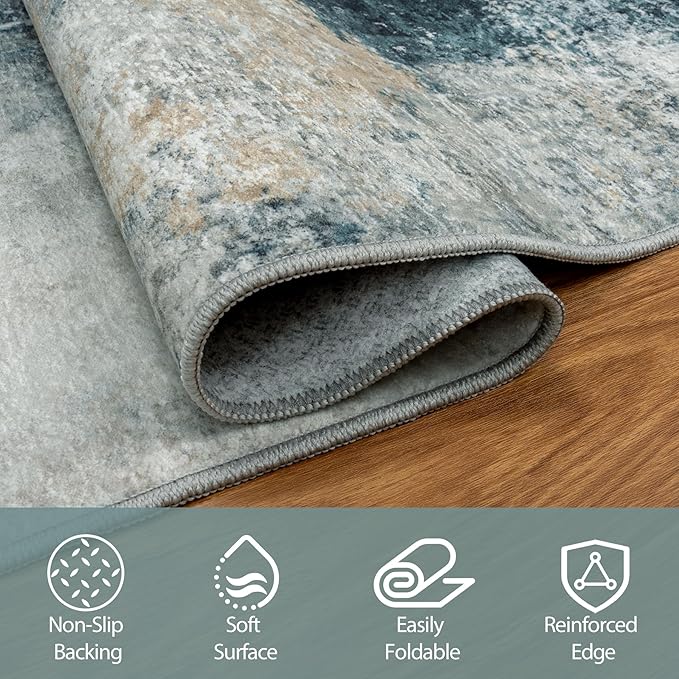 4x6 Area Rugs for Living Room Rug Washable: Abstract Rug for Dining Room - Image 4