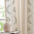 jinchan Belrose Linen Curtains for Bedroom Floral Curtains 63 Inch Length Linen by JINCHAN