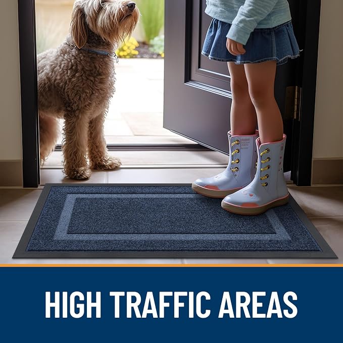 OLANLY Front Door Mat Outside 33x21, All-Season Heavy-Duty Rubber Doormat | Blue - Image 7