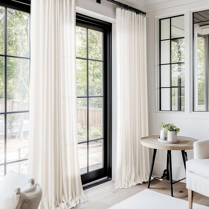 2 Panels Set Cream Linen Curtains 108 inches Long - Image 7