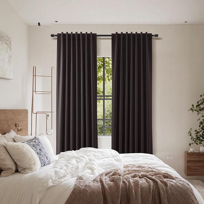 Cocoa Coffee 100% Blackout Linen Curtains 120 Inch Length 2 Panels Set - Image 9