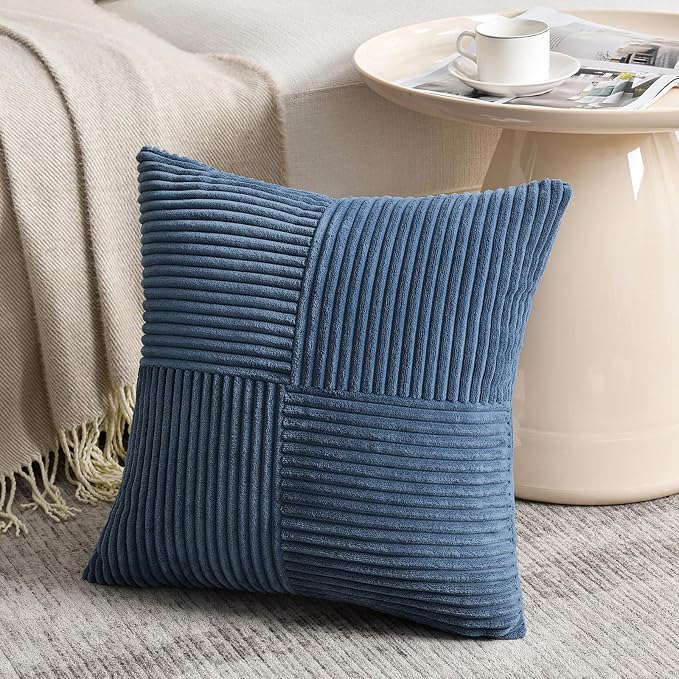 Fancy Homi 2 Packs Dusty Blue Decorative Throw Pillow Covers 20x20 Inch - Image 2