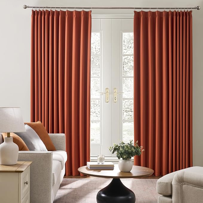 Burnt Orange Window Curtains 63 Inches Long, Block Out Room Darkening Insulated - Image 4
