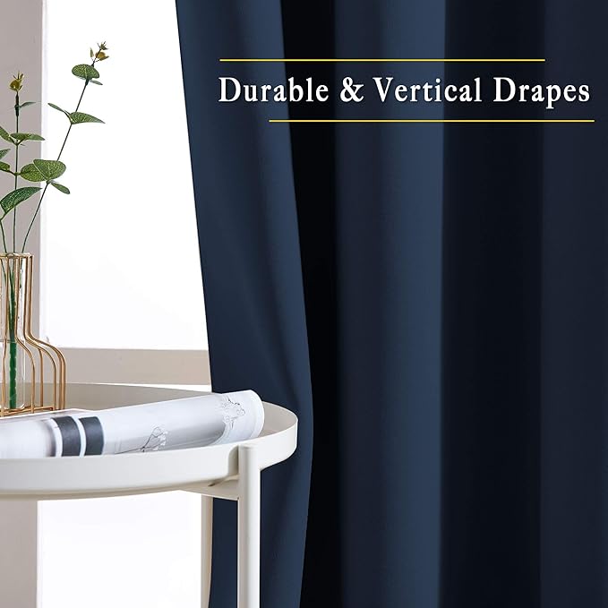 NICETOWN Navy Blue Blackout Curtains, Grommet Thermal Insulated Window Drapes - Image 5