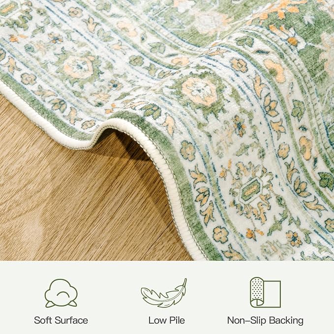 Lofus 10x14 Area Rug for Living Room, Light Green Washable Area Rugs - Image 5