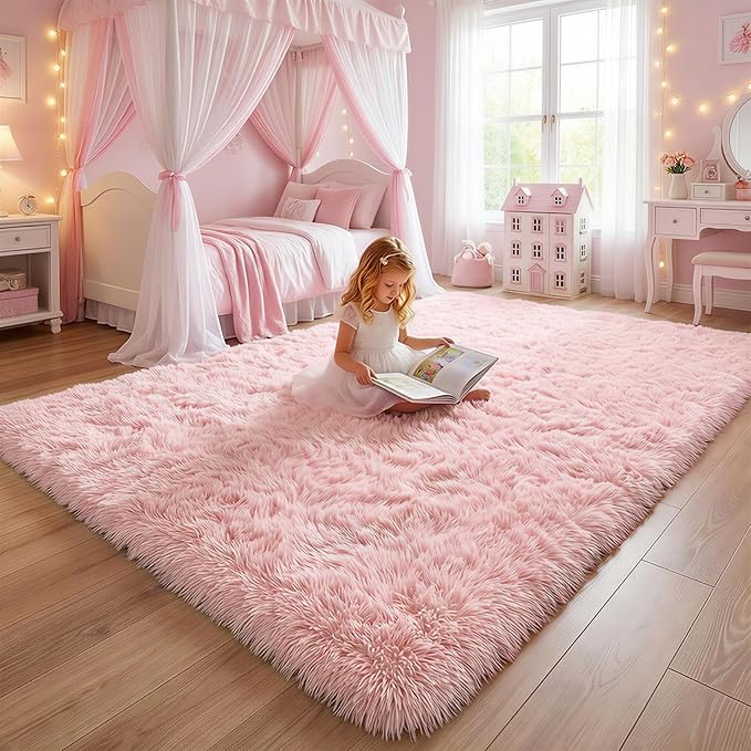 Amdrebio Pink Large Kids Area Rug 8x10 - Image 8