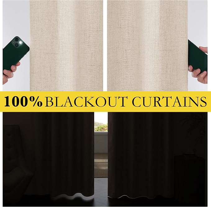 NICETOWN 100% Black Out Curtains 48 inch Long, Thermal Insulated & Noise - Image 4
