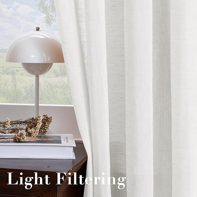 H.VERSAILTEX Linen Curtains Nickel Grommet Natural Linen Semi-Sheer Curtains 2 - Image 5