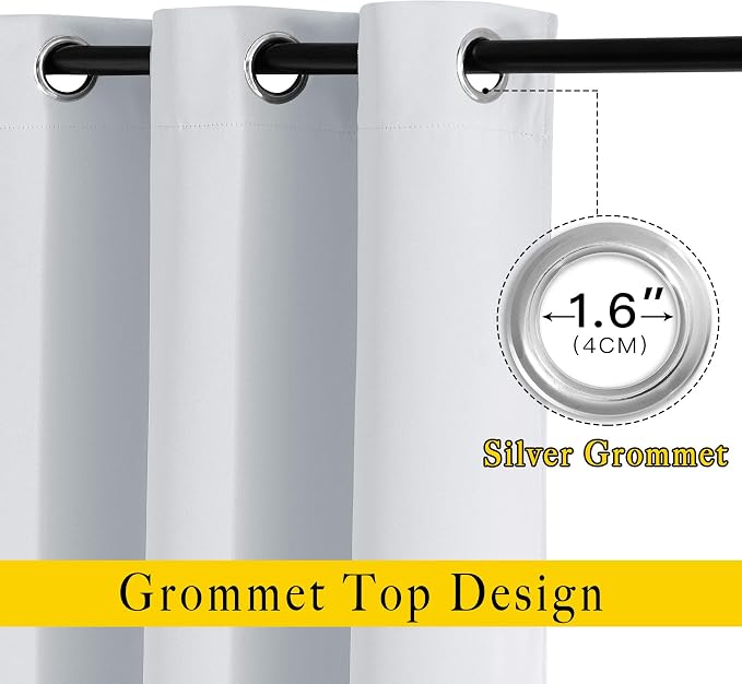 NICETOWN Greyish White Room Darkening Curtains Blackout 30 inch Curtains - Image 2