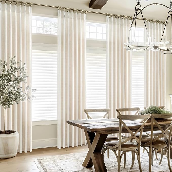 PleatedDrapes Small Linen Blend Ivory Birch Curtains 54 Inch Long 2 Panels Set - Image 6