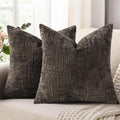 decorUhome Dark Brown Chenille Euro Sham Throw Pillow Covers 26x26 Set of 2 by decorUhome