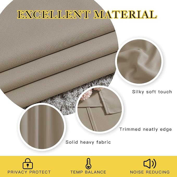 NICETOWN Taupe Blackout Curtains - Image 3