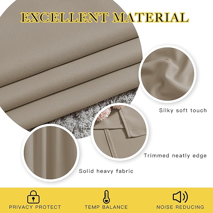 NICETOWN Taupe Blackout Curtains - Image 3