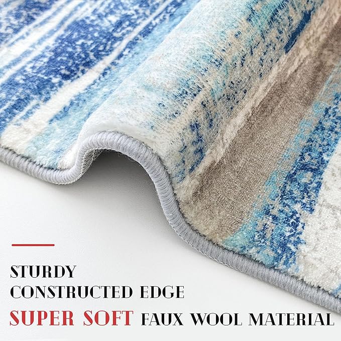 Lansny Small Abstract Area Rug, Entryway Rug Washable Door Mat Indoor Entrance - Image 5