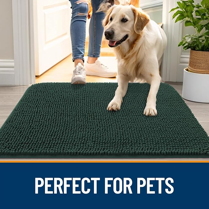 OLANLY Dog Door Mat for Muddy Paws 59x35, Super Absorbent Chenille Mud Mat | - Image 6