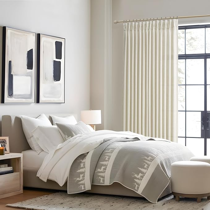 Pleated Extra Long 132 Inch Cream Curtains - Image 7