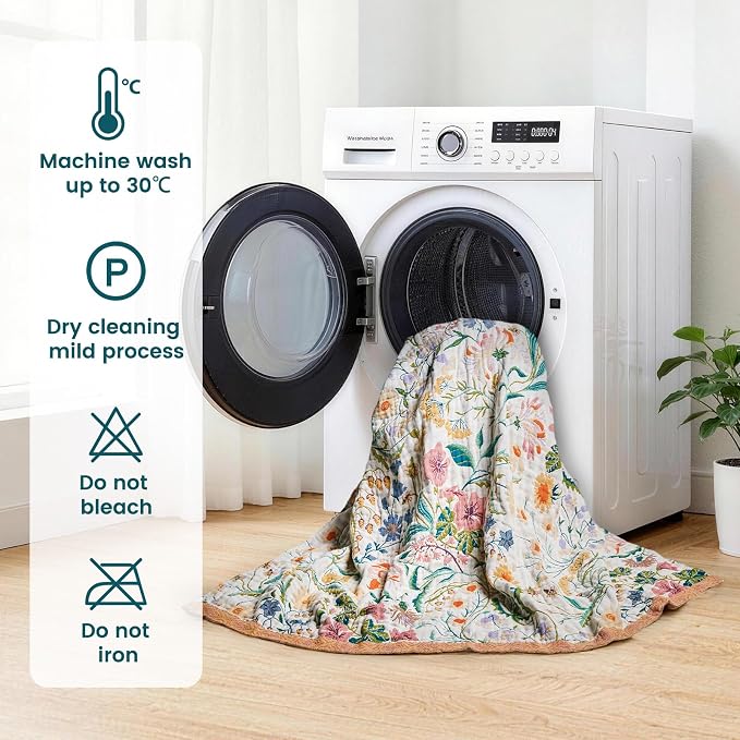 MSGKV The Boho Layer: 50"x60" Cotton Throw Blanket – Lightweight & Reversible - Image 6