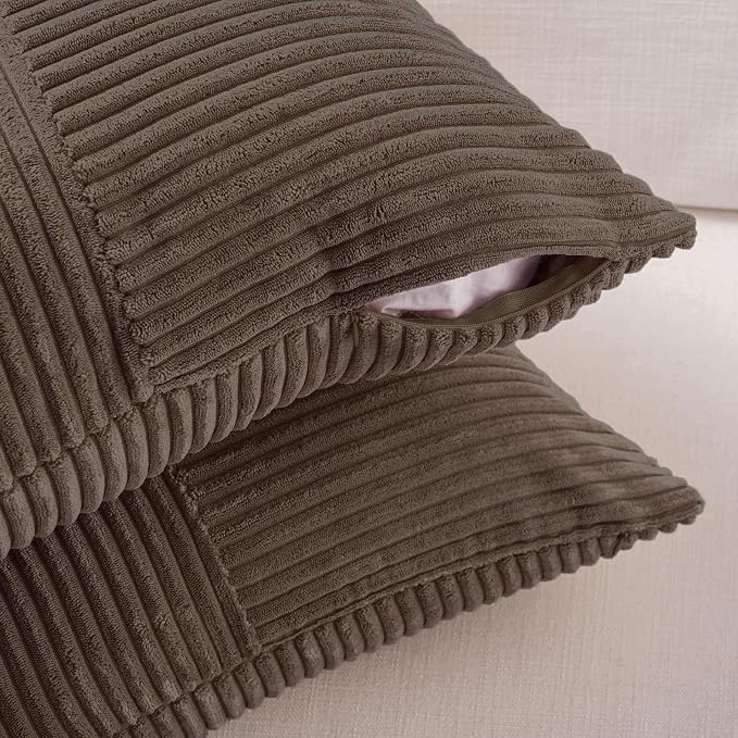 Fancy Homi 2 Packs Dark Brown Decorative Throw Pillow Covers 22x22 Inch - Image 4
