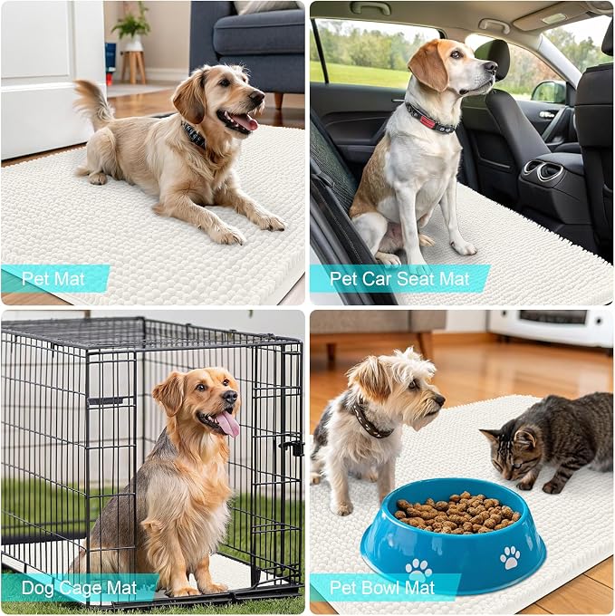 OLANLY Dog Door Mat for Muddy Paws 24x16, Super Absorbent Chenille Mud Mat | - Image 7