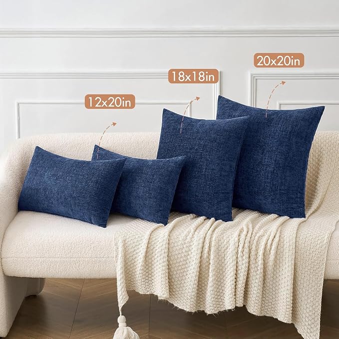 MIULEE Pack of 2 Couch Throw Pillow Covers 12x20 Inch Spring Soft Navy Chenille - Image 4