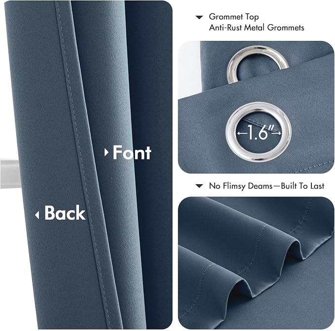 MIULEE Blackout Curtains for Bedroom 2 Panels 34 x 63 Inch Long Stone Blue | - Image 4