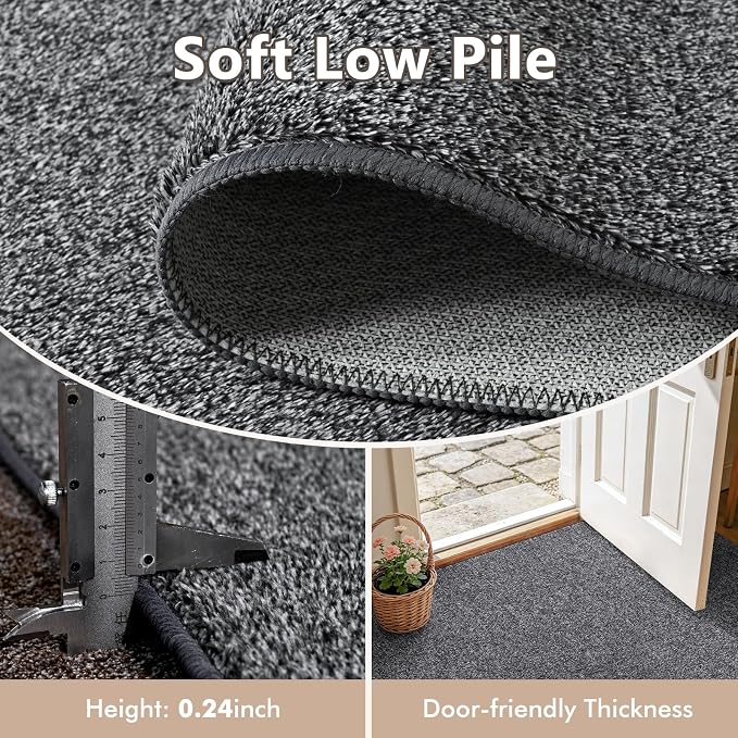 2x10 Black/White Runner Rug Washable Non-Slip - Image 5
