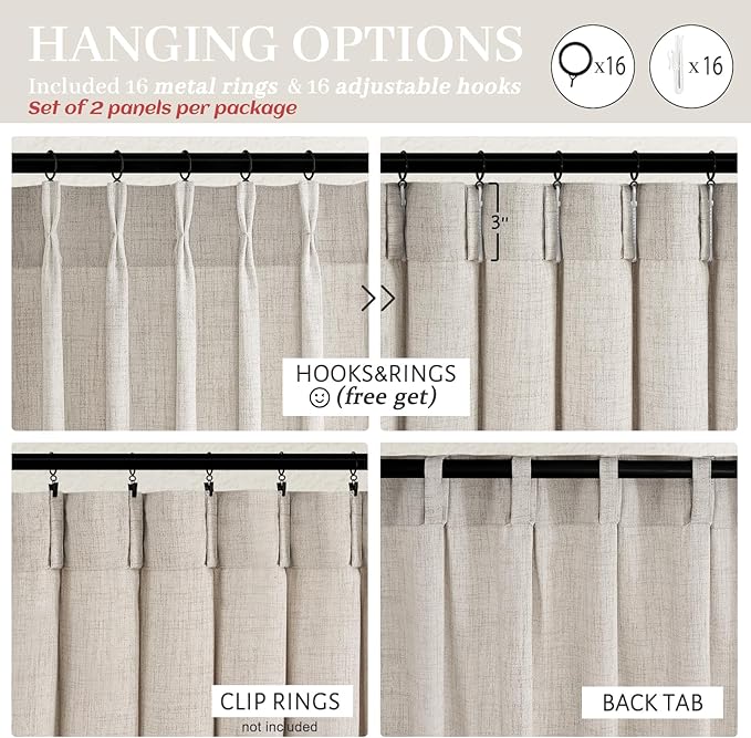 Greyish Brown Pinch Pleated Curtains 92 Inches Long 2 Panels Set - Image 6
