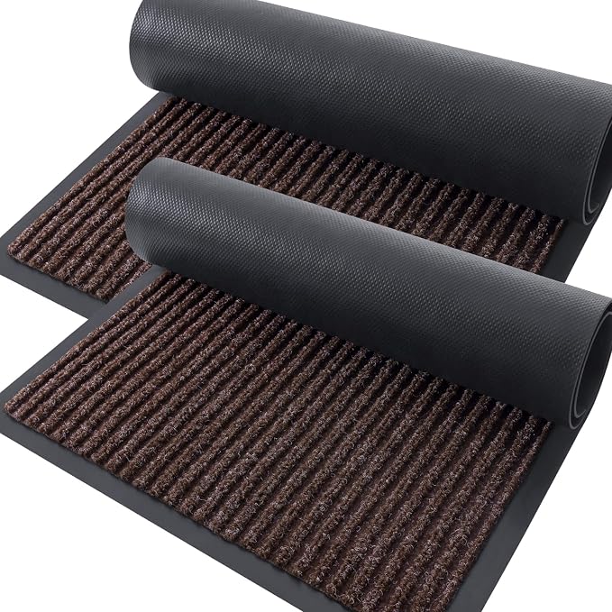 OLANLY 2-Pack Front Door Mats 47x32, Waterproof Heavy-Duty Doormats | Tan by OLANLY