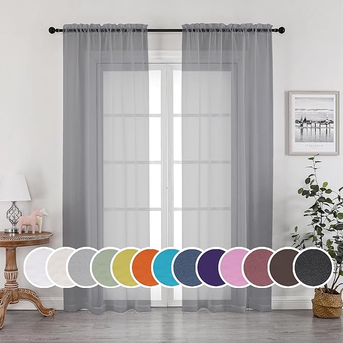 OWENIE Sheer Curtains 96 Inch Length, Elegant Sheer Curtains by OWENIE