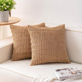 Pack of 2 Corduroy Decorative Throw Pillow Covers 18x18 InchSoft Boho Striped by Unknown