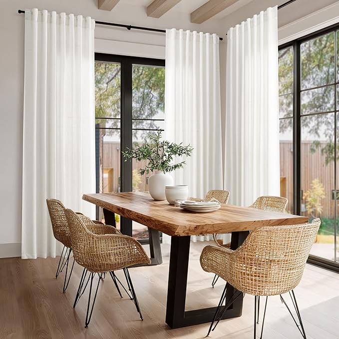 Nanspring Beige White Linen Curtains 84 Inch Length - Image 7