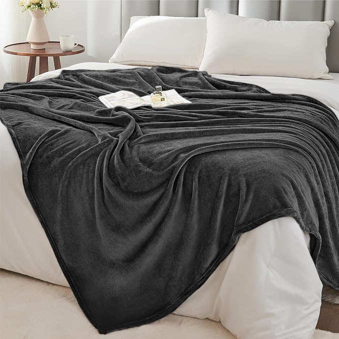 BEDELITE Fleece Blanket Soft Plush King Bed Blanket Charcoal Grey 108"x90" | - Image 5