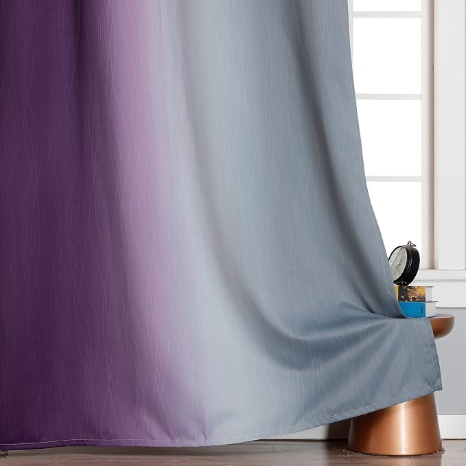 Estelar Textiler Purple and Grey Ombre Blackout Curtains 90 Inches Long 2 - Image 6