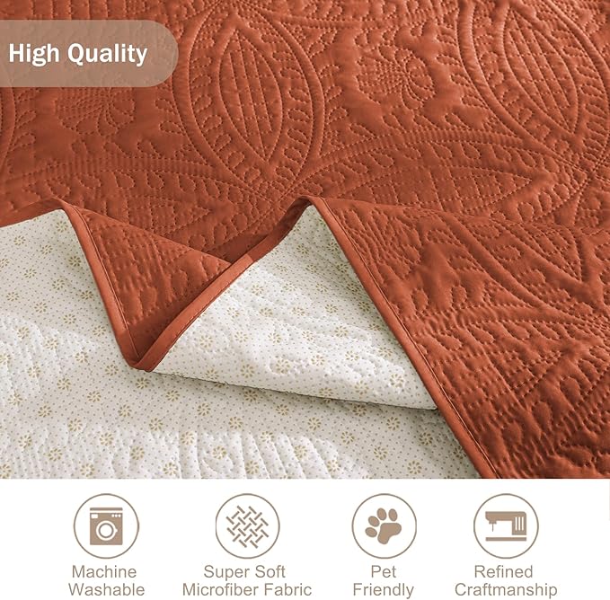 Orange Quilted Recliner Covers, Waterproof Large Recliner Chair Covers - Image 5