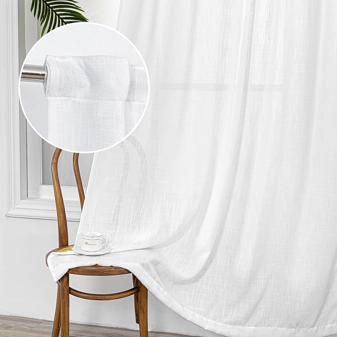 MYSKY HOME Floor to Ceiling Curtains 102 Inches White Sheer Window Drapes 2 - Image 9