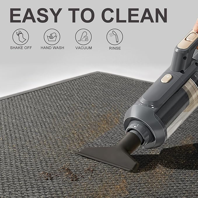 LEKEEPGO Door Mat 17"x29", Non Slip Door Mat Indoor Entrance, Rubber Backing Indoor Door mat Washable Absorbent Low-Profile Doormat Front Entryway Entry Resist Dirt Inside Door Mats, Grey