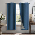Navy Blue Linen Textured Blackout Curtains 72 Inches Long by Pitalk