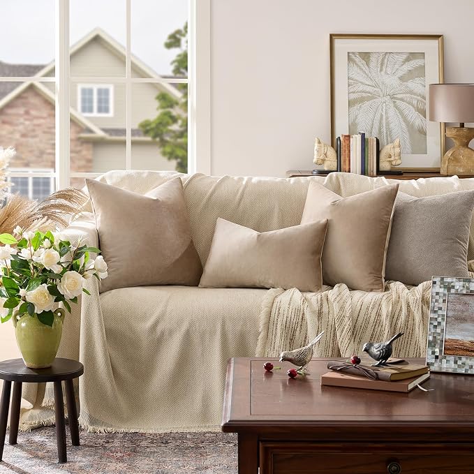 GIGIZAZA Decorative Throw Pillow Covers 16x16, Velvet Sofa Boho Cushion Pillows - Image 2
