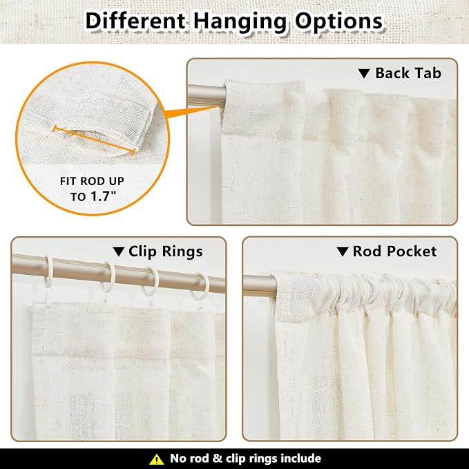 MYSKY HOME Sheer Curtains 63 Inch Length - Image 3