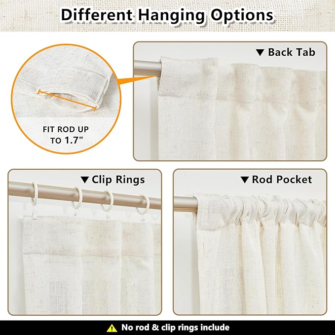 MYSKY HOME Farmhouse Kitchen Curtains 54 inches Long, Boho Curtain Panels - Image 3