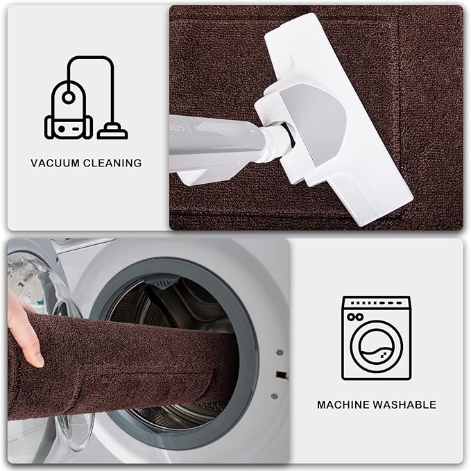 PURRUGS Dirt Trapping Door Mat 20" x 31.5", Non-Slip/Skid Machine Washable Entryway Rug, Dog Doormat, Super Absorbent Welcome Mat for Muddy Wet Shoes and Paws, Brown