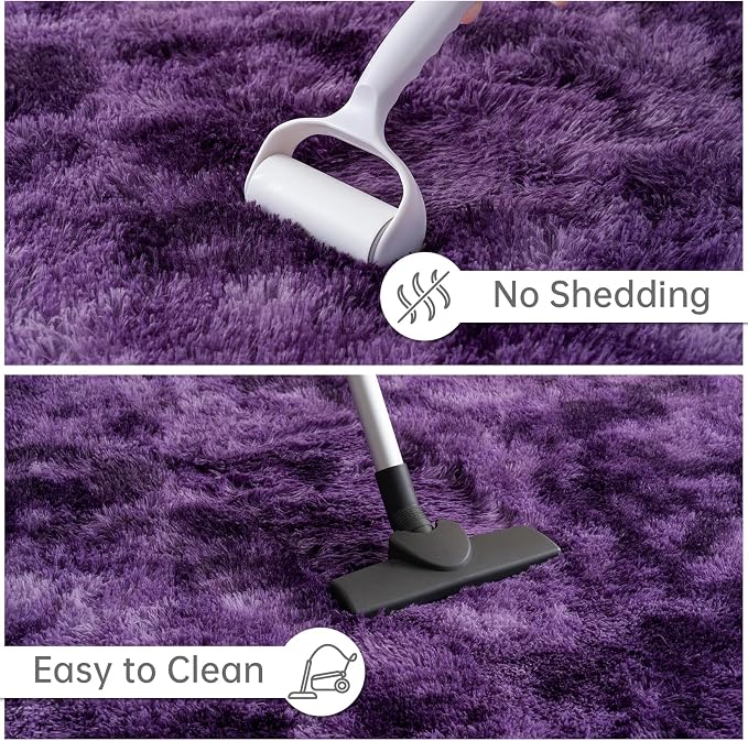 Goideal Fluffy Rug for Bedroom Living Room, 6x9 Purple Area Rugs, Faux Fur Shag - Image 7