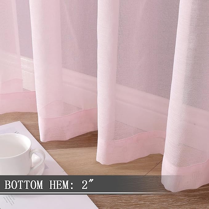 Tollpiz Short Sheer Curtain Linen Textured Bedroom Curtains Sheer Light - Image 4