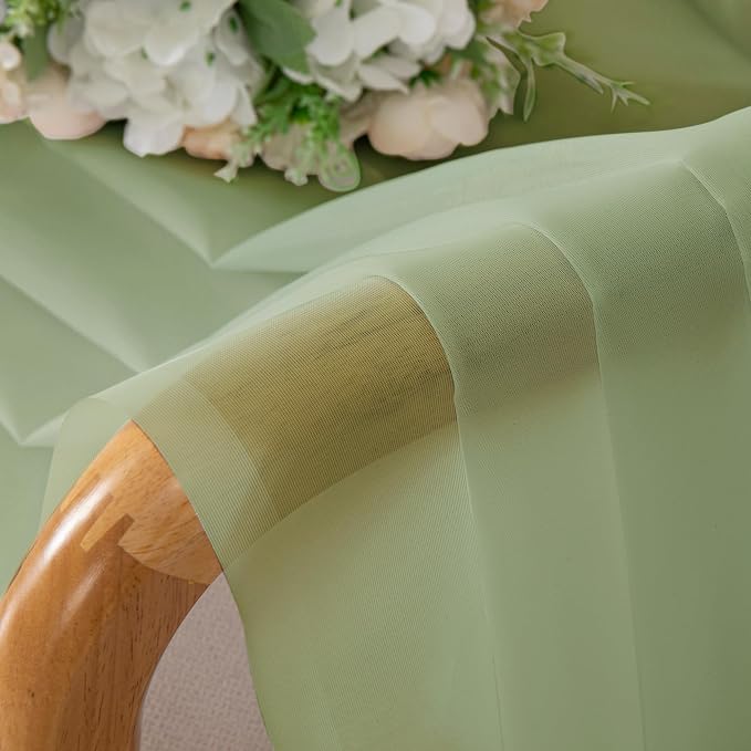 Chyhomenyc Light Green Sheer Curtains 36 inch Length 2 Panels Set, Light - Image 5