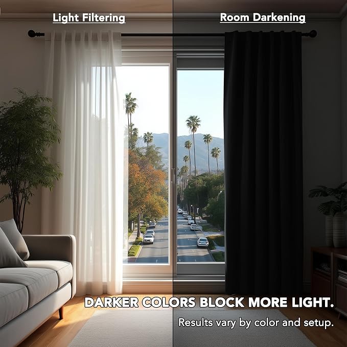 Deconovo Blackout Curtains, Thermal Insulated, W70 x L84 2 Panels, Back Tab - Image 3