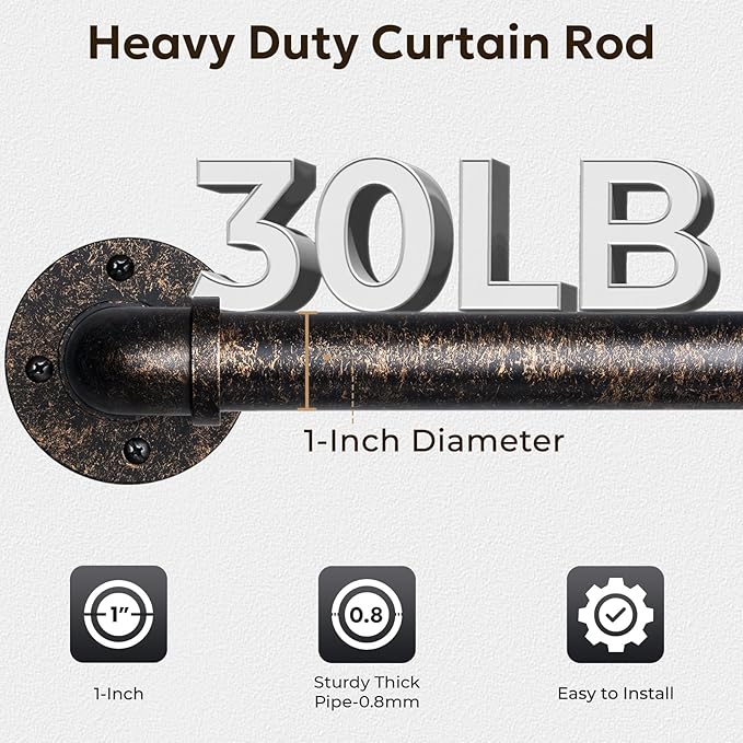 Zeerobee Curtain Rods for Windows 48 to 84, 1 Inch Industrial Wrap Around - Image 4