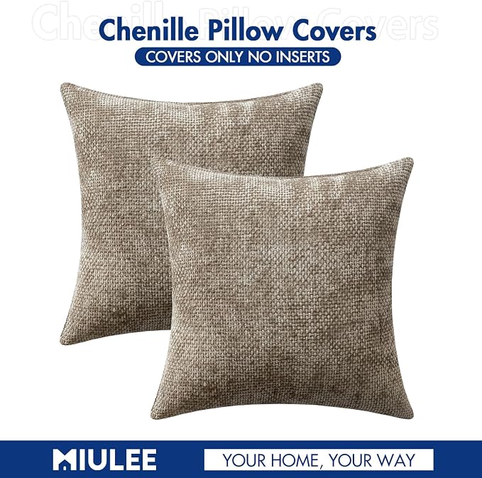 MIULEE Decorative Couch Throw Pillow Covers 18x18 Inch Neutral Khaki 2 Pack | - Image 7